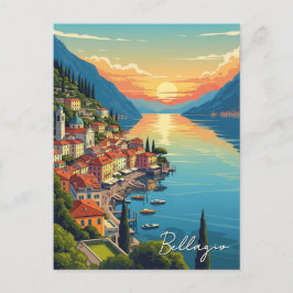 Sjö Como Bellagio Italien Sunset Vykort