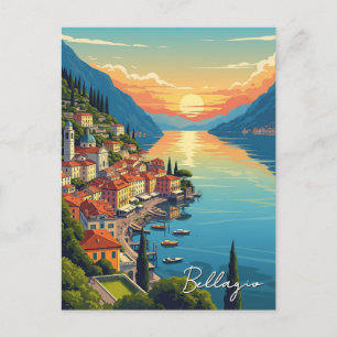 Sjö Como Bellagio Italien Sunset Vykort