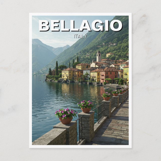 Sjö Como Bellagio Italien Travel Vykort (Framsida)