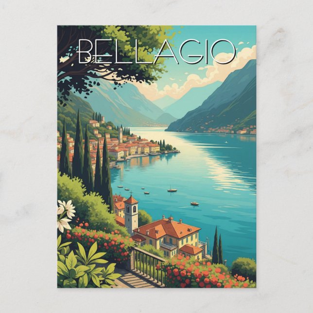 Sjö Como Bellagio Italien Vykort (Framsida)