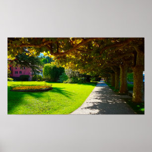 Sjö Como Bellagio Walkway Hösten i Italien Poster