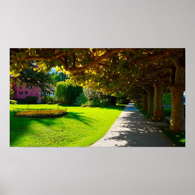 Sjö Como Bellagio Walkway Hösten i Italien Poster (Framsidan)