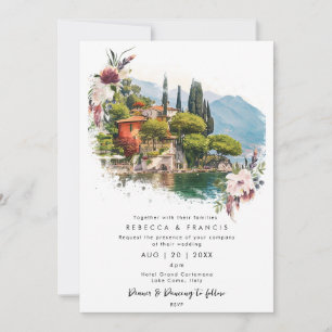 Sjö Como, Italien blommigts bröllopsinbjudan Inbjudningar