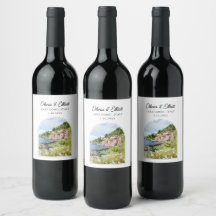 Sjö Como Italien Bröllop Vin-etikett