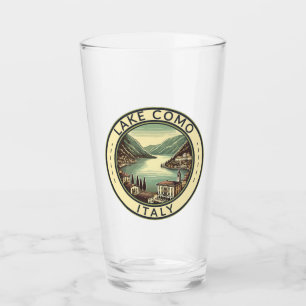 Sjö Como Italien Illustration Travel Art Badge Glaskopp