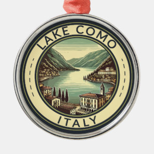 Sjö Como Italien Illustration Travel Art Badge Julgransprydnad Metall
