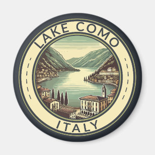 Sjö Como Italien Illustration Travel Art Badge Magnet