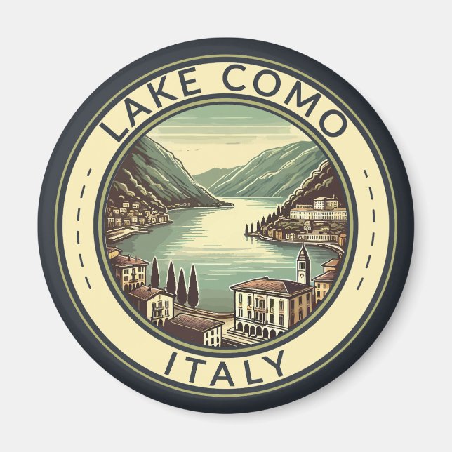 Sjö Como Italien Illustration Travel Art Badge Magnet (Framsidan)
