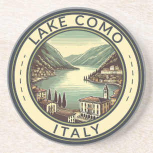 Sjö Como Italien Illustration Travel Art Badge Underlägg