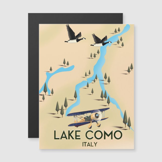 Sjö Como Italien Karta Travel-affisch (Fram/baksida)