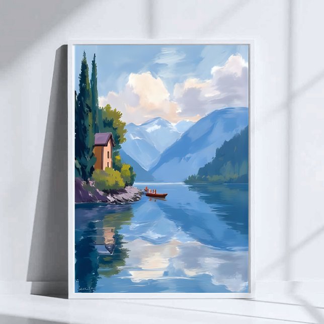 Sjö Como, Italien Painting Art Poster Skriv ut (Skapare uppladdad)