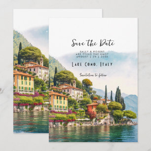 Sjö Como-Italien scenen spara datumkortet Tack Kort