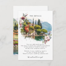 Sjö Como Italien sommar-informationskort bröllop