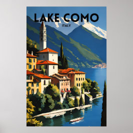 Sjö Como Italien Traditional Travel Poster