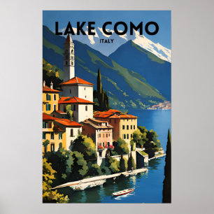 Sjö Como Italien Traditional Travel Poster