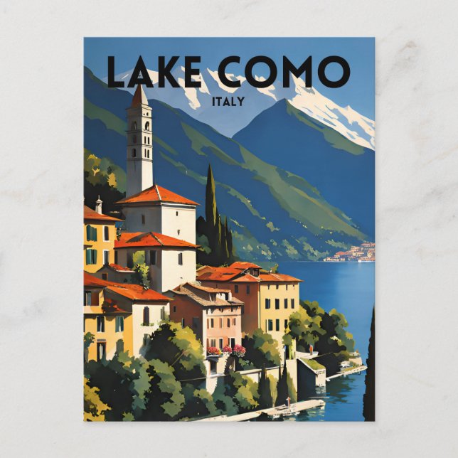 Sjö Como Italien Traditional Travel Poster Vykort (Framsida)