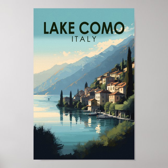 Sjö Como Italien Travel Art Vintage Poster (Framsidan)
