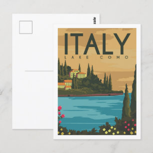 Sjö Como Italien Travel Ställe Illustration Vykort