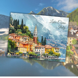 Sjö Como Italien Vacation Europe Art Keepsak Vykort