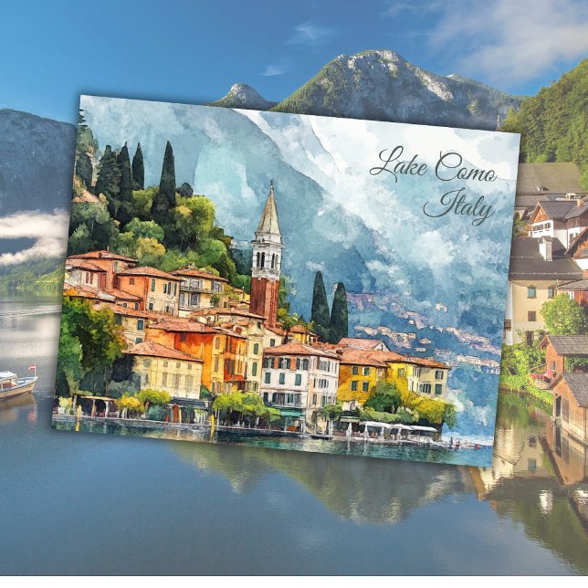 Sjö Como Italien Vacation Europe Art Keepsak Vykort (Skapare uppladdad)