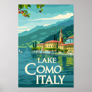 Sjö Como Italien Vintage Berömd Travel Ställe Poster