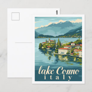 Sjö Como Italien Vintage Berömd Travel Ställe Vykort