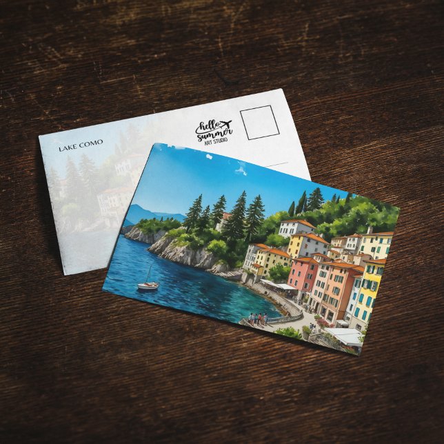 Sjö Como Italien Watercolor Postcard Inbjudningar (Skapare uppladdad)