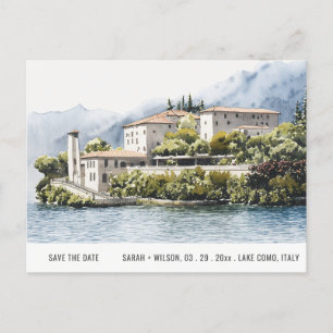 Sjö Como Northern Italien Watercolor Spara datum Vykort