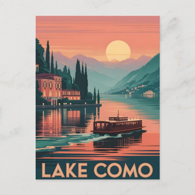 Sjö Como sunset Vykort (Framsida)