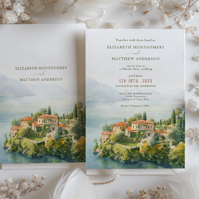 Sjö Como Villa del Balbianello Bröllop Inbjudningar (Skapare uppladdad)