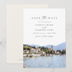SJÖ COMO Watercolor Italien Skyline Spara datum Inbjudningar
