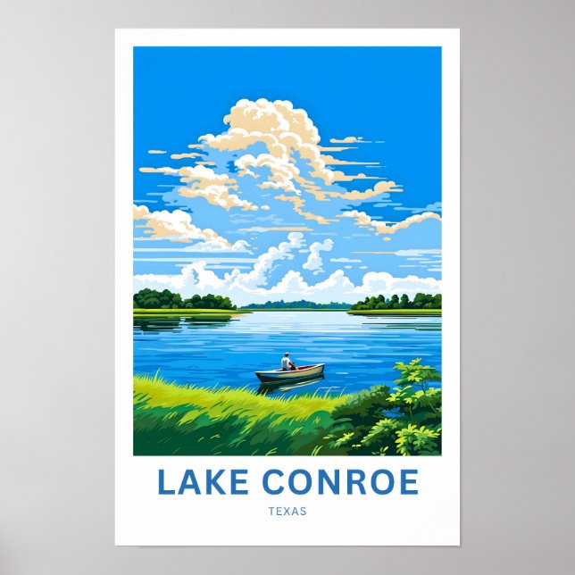 Sjö Conroe Texas Travel Print Poster (Framsidan)
