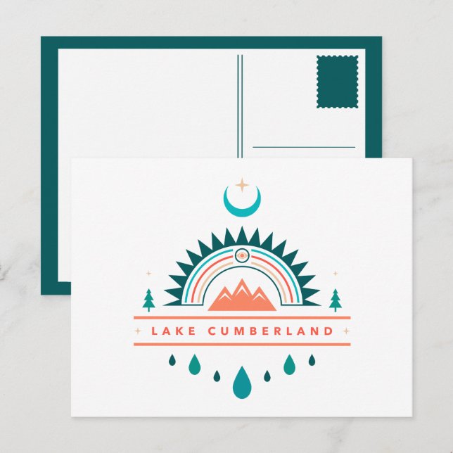sjö cumberland kentucky boho rainbow måne vykort (Fram/baksida)