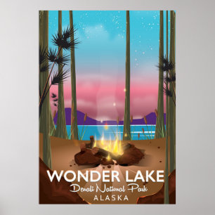 Sjö, Denali nationalpark Alaska Poster
