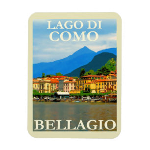 Sjö di Como, Bellagio, Italien, Retro Travel Magnet