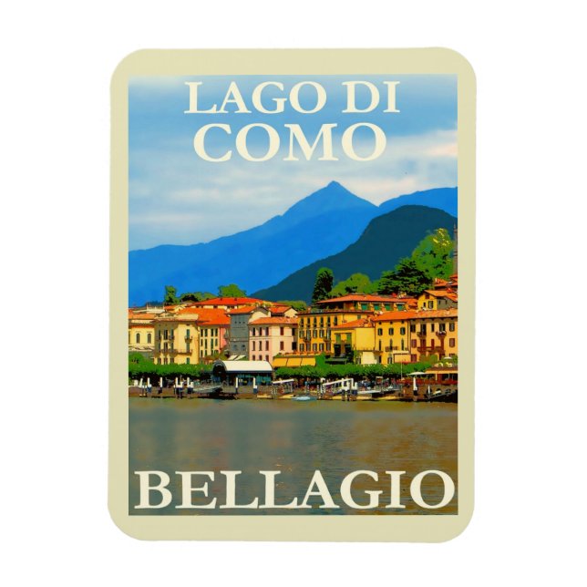 Sjö di Como, Bellagio, Italien, Retro Travel Magnet (Vertikal)