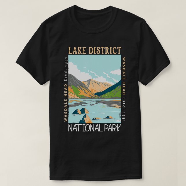 Sjö District National Park England Distress Vin T Shirt (Design framsida)