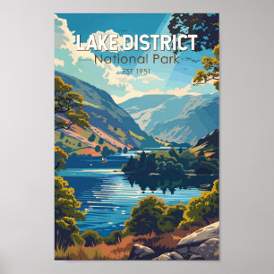 Sjö District National Park England Travel Art Poster