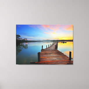Sjö Dock Pier Sunrise Canvastryck