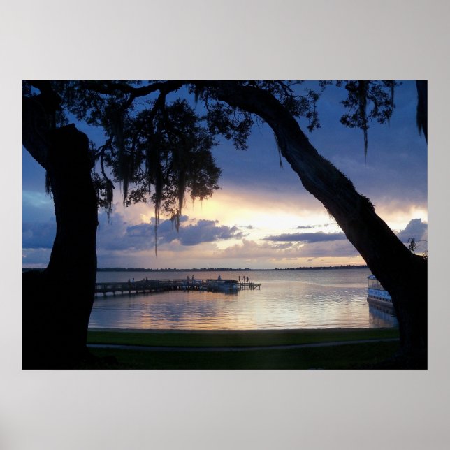 Sjö Dora Florida Sunset på natten poster fotokonst (Framsidan)