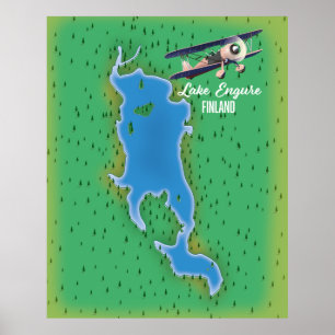 Sjö Engure Finland kartan Poster