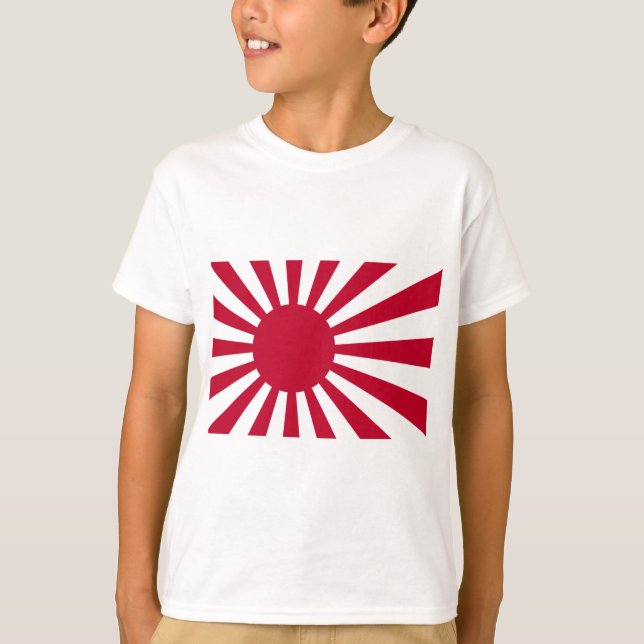 Sjö- Ensign av Japan - japansk resningsolflagga T Shirt (Framsida)