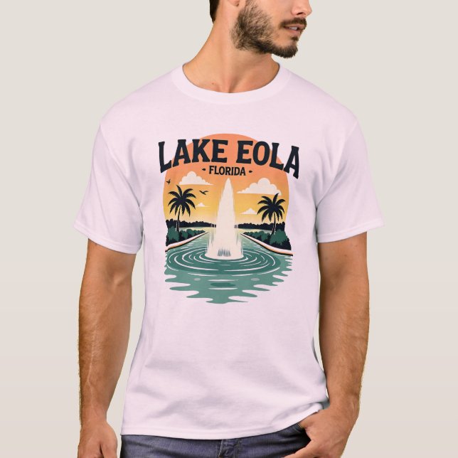 Sjö Eola Fontän - Orlando Florida Cityscape T Shirt (Framsida)
