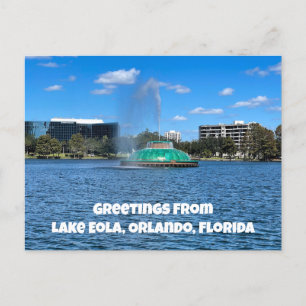 Sjö Eola Fontän Orlando Florida Photo Hälsning Vykort