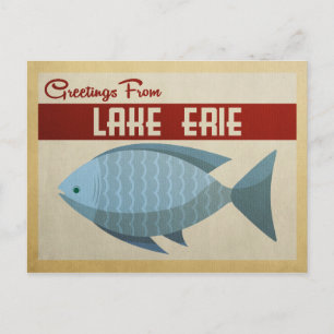 Sjö Erie Blue Fish Vintage resor Vykort