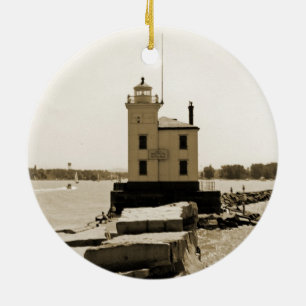 Sjö Erie Lighthouse Julgransprydnad Keramik