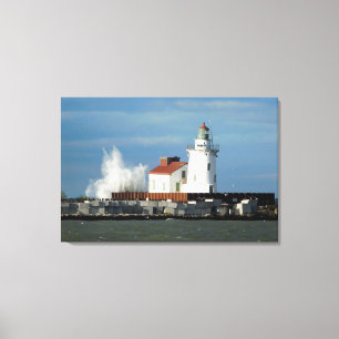Sjö Erie Lighthouse med Wave Kanvastryck