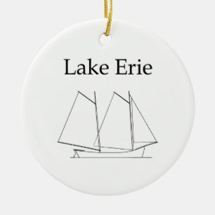 Sjö Erie Sailboat Julgransprydnad Keramik