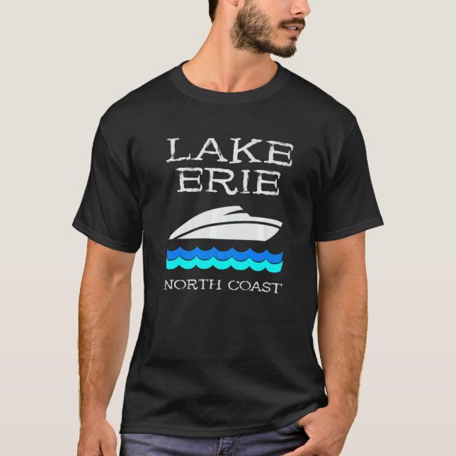 Sjö Erie Speed Boat Souvenir Boating North Kusten T Shirt (Framsida)