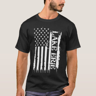 Sjö Erie United Stater Distress w US Flagga T Shirt